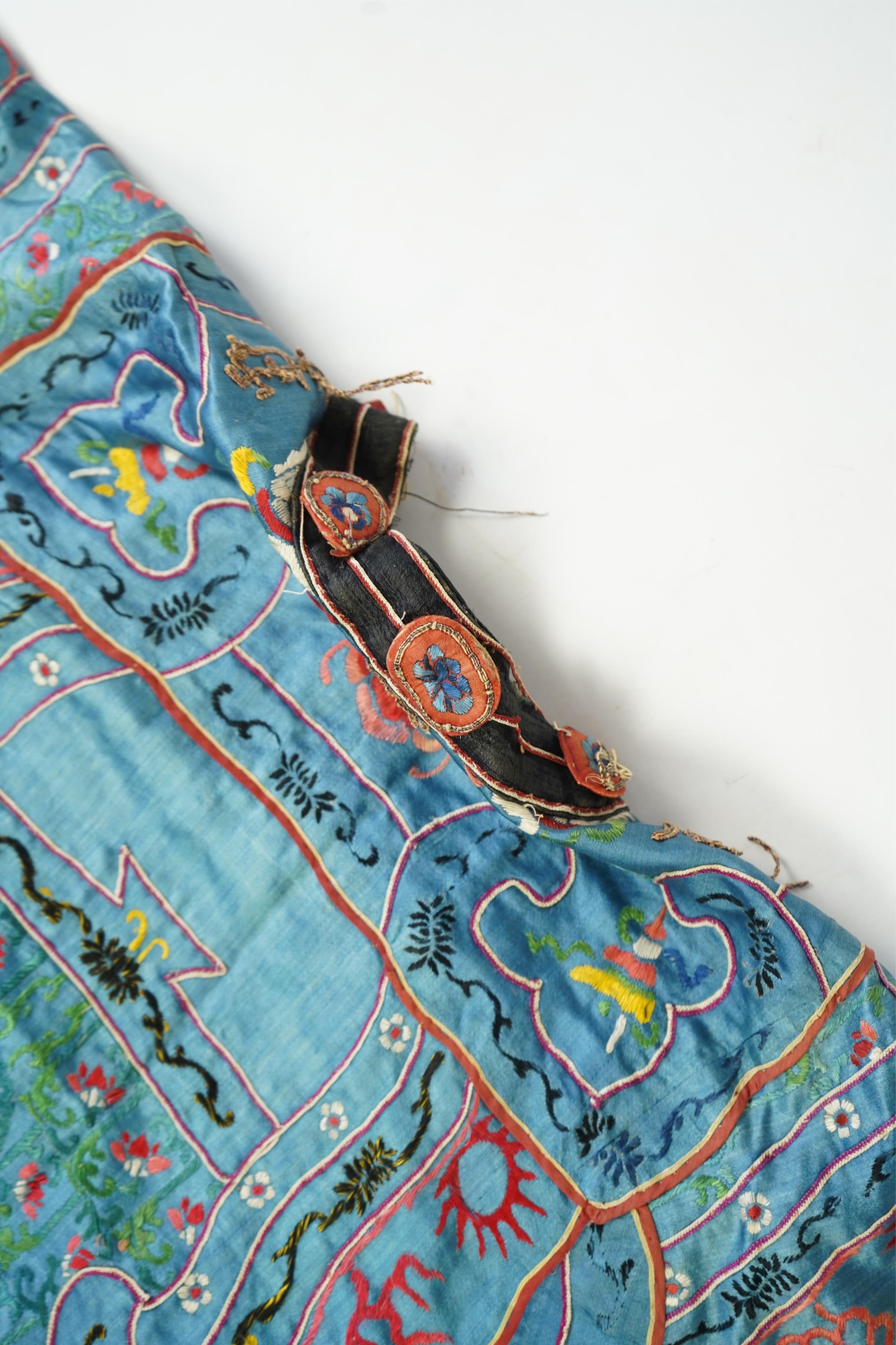 An unusual late 19th early 20th century Chinese silk embroidered robe, made for the tiger role, Jing, who symbolises power, bravery, protection and royalty. A character often used in Chinese opera, theatre and performing